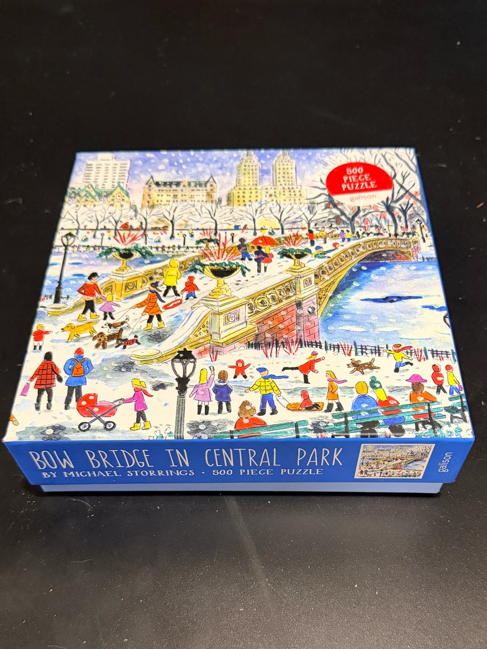 Bow Bridge in Central Park 500-Piece Puzzle - Blue Box